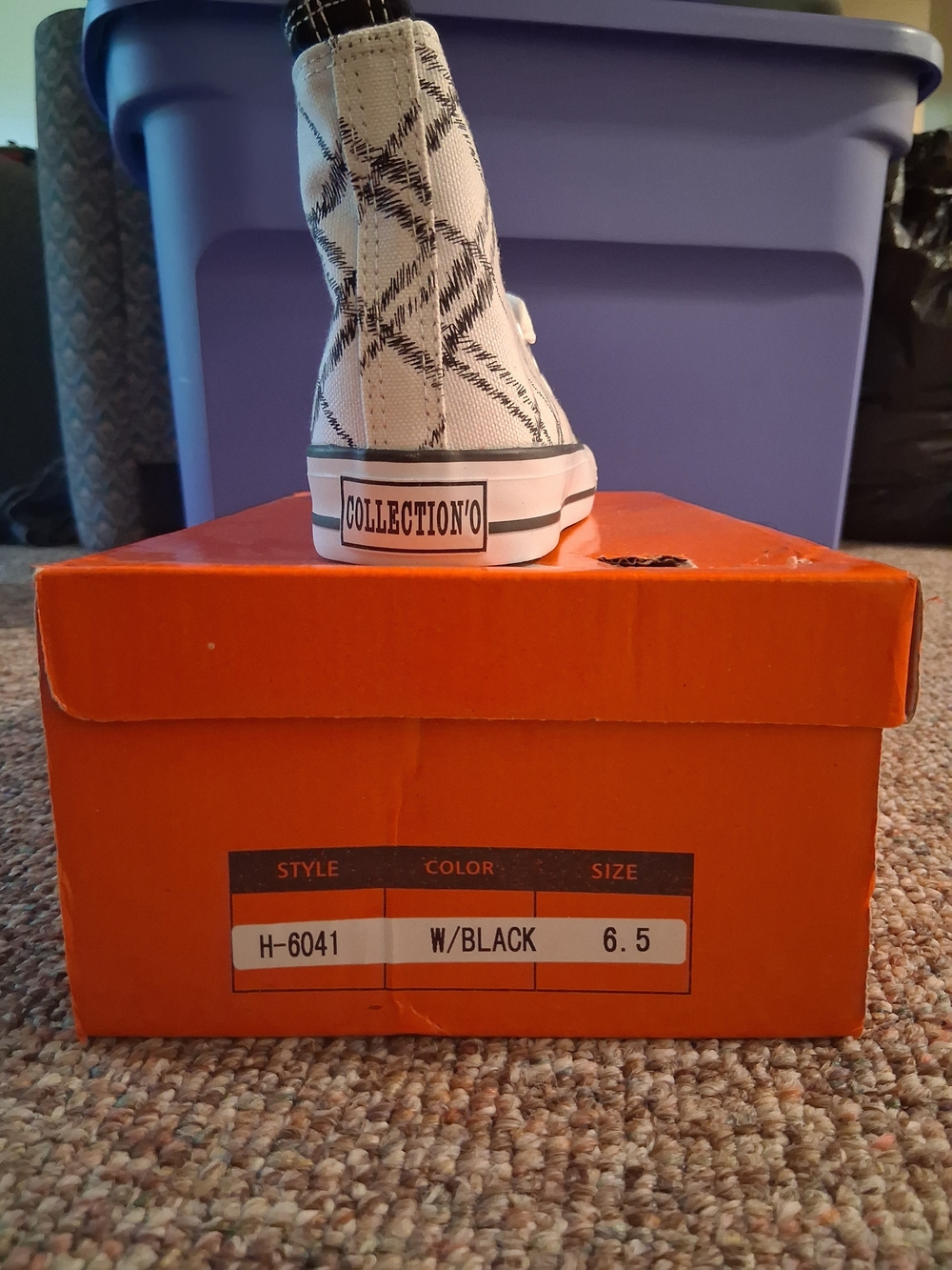 Collection B Kids Plaid High-Top Sneakers - White/Black - Picture 2 of 3